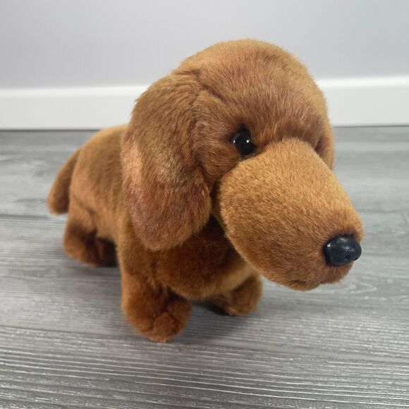 2012 Demdaco Nat and Jules Dachshund 10" Plush Brown Dog Stuffed Animal Toy - Picture 2 of 10